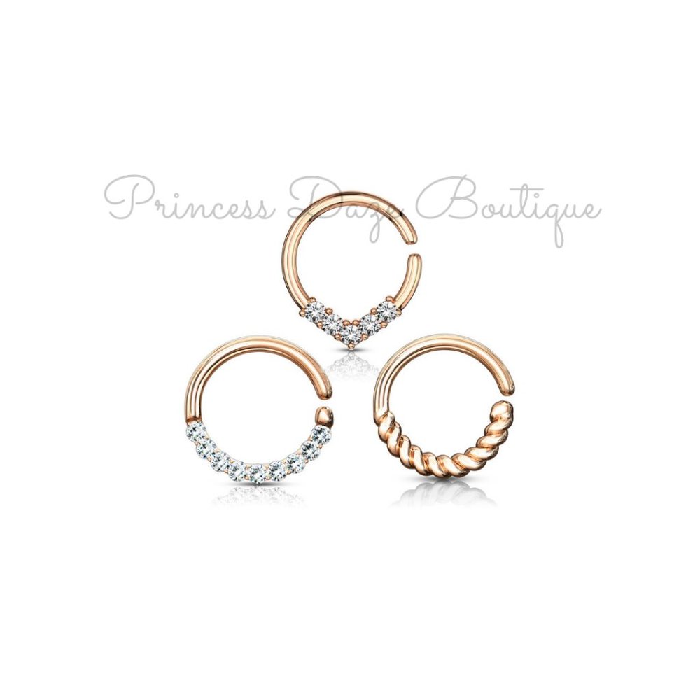 Rose Gold 3 Pcs Hoops for Septum, Nose and Cartilage Piercings‎